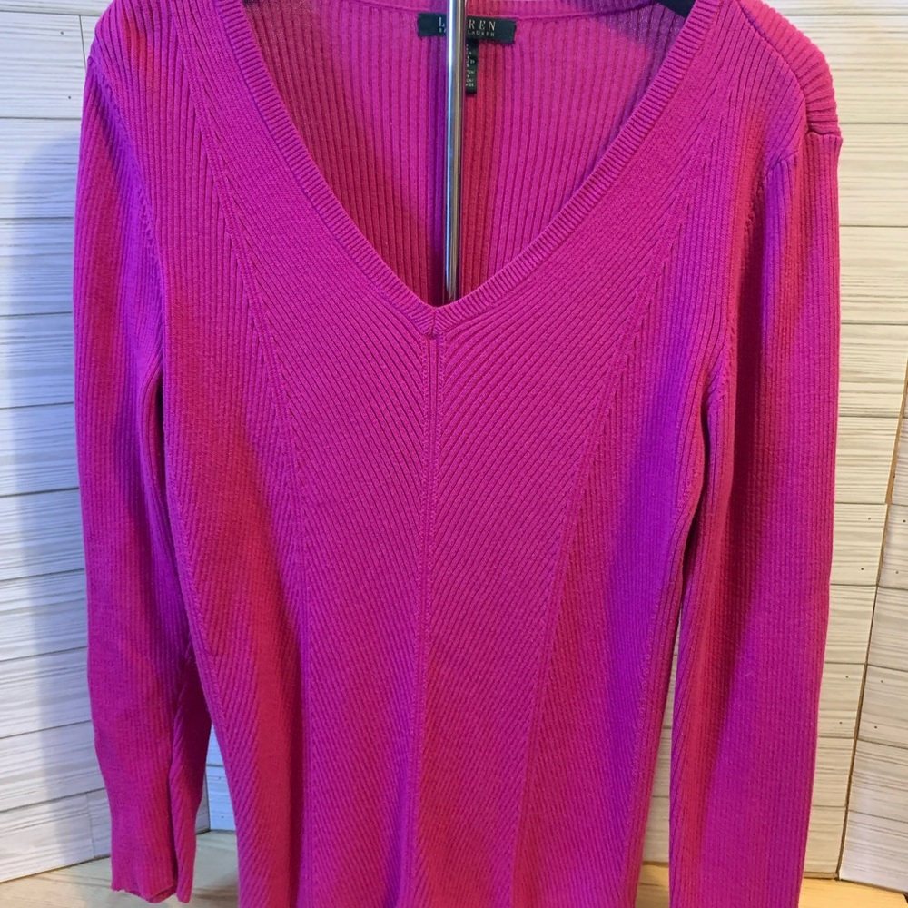 Ralph Lauren Fuchsia V-Neck Sweater